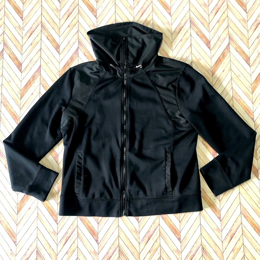 L-RL Lauren Active Ralph Lauren Black Full Zip Jacket. High Collar Size M.